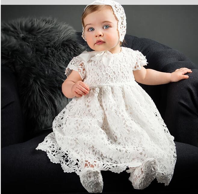 Girls' Long Baptism Dress - White Christening Gown