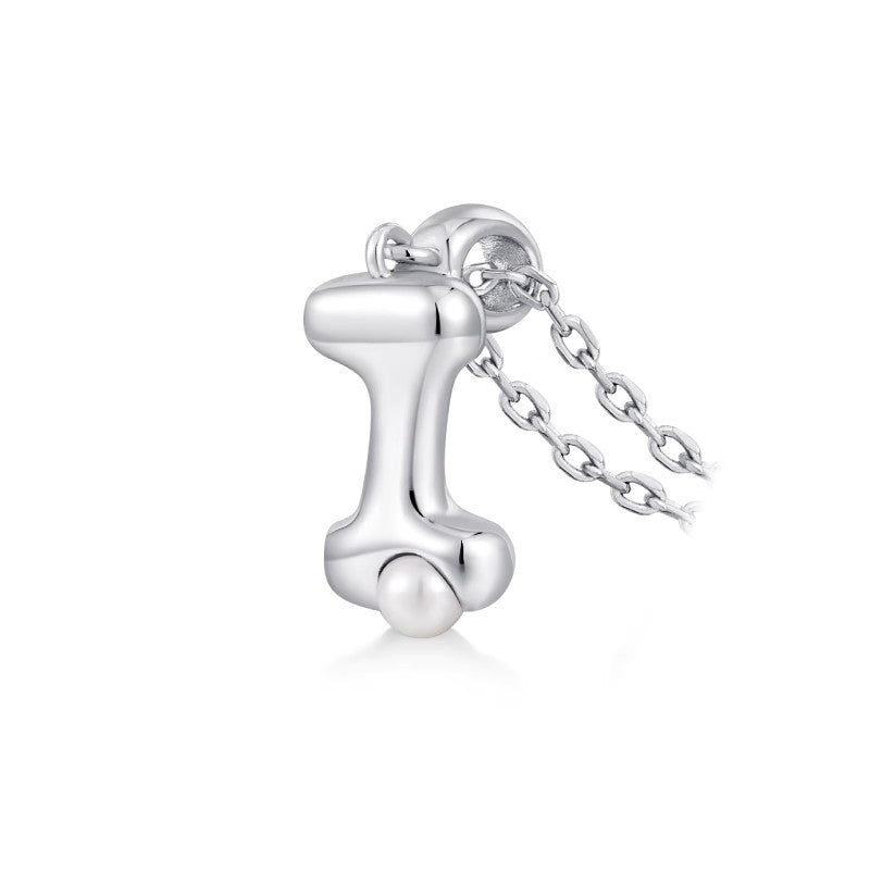 Silver Letter Pendant Necklace with Pearl Inlay (A-Z)