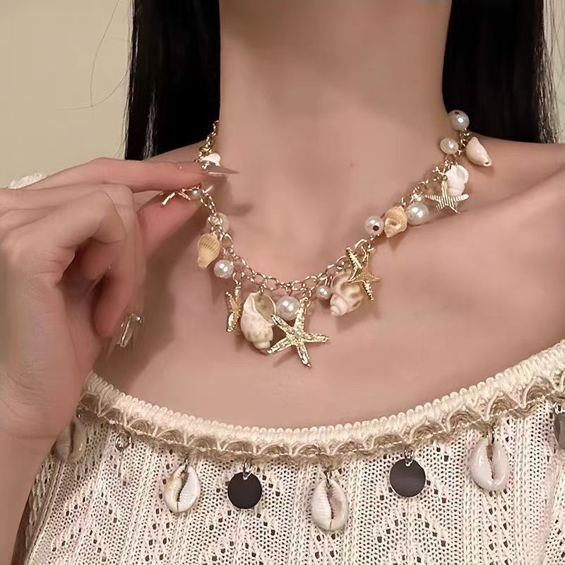 Starfish Shell Necklace Ocean-Inspired Collarbone Chain