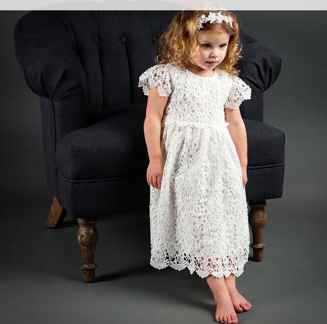 Girls' Long Baptism Dress - White Christening Gown