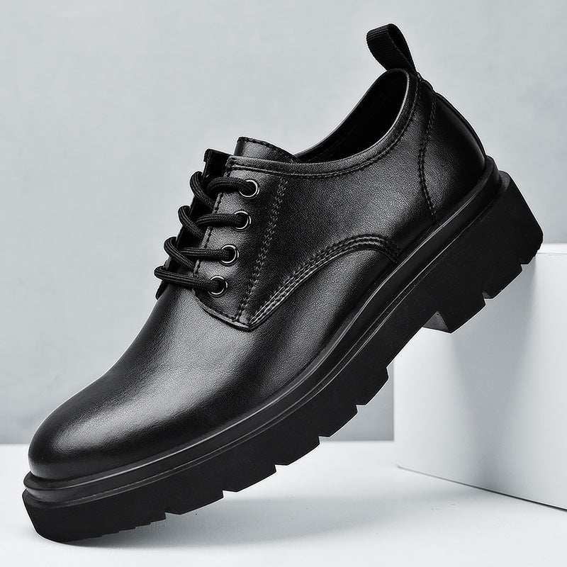 Men's Black Leather Casual Shoes - British Style Business Formal