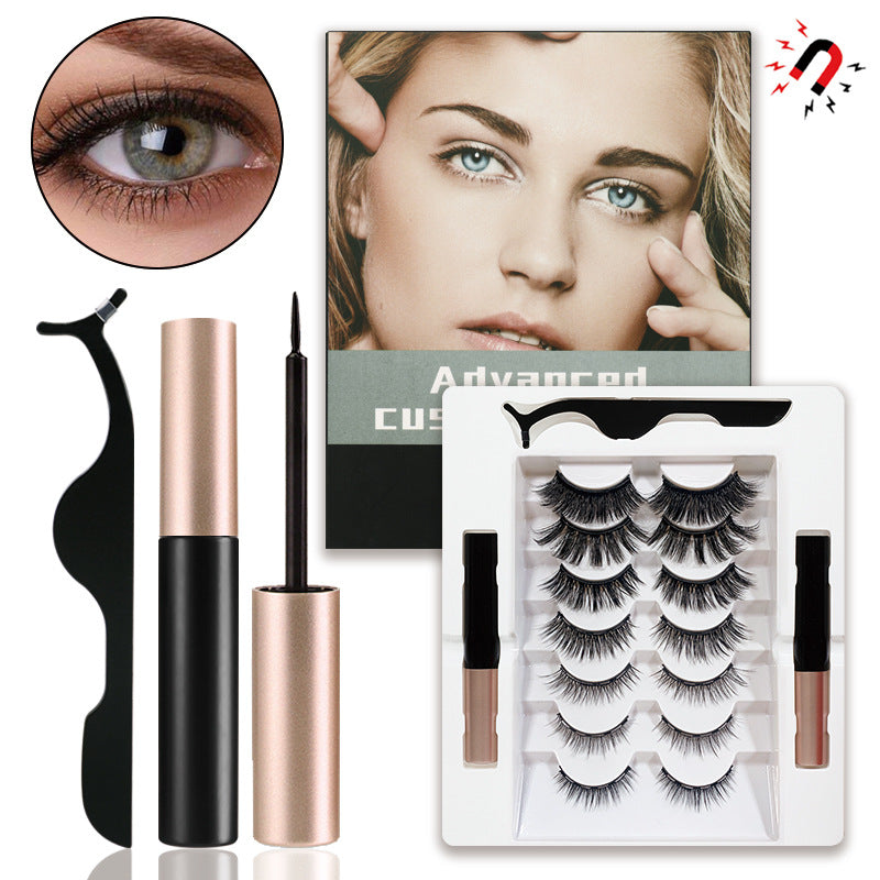 Magnetic Eyelashes Kit - 7 Pairs with Liquid Eyeliner