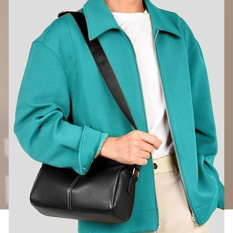 Men's Leather Crossbody Bag - Casual Shoulder Messenger