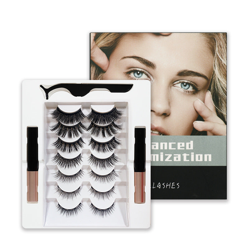 Magnetic Eyelashes Kit - 7 Pairs with Liquid Eyeliner