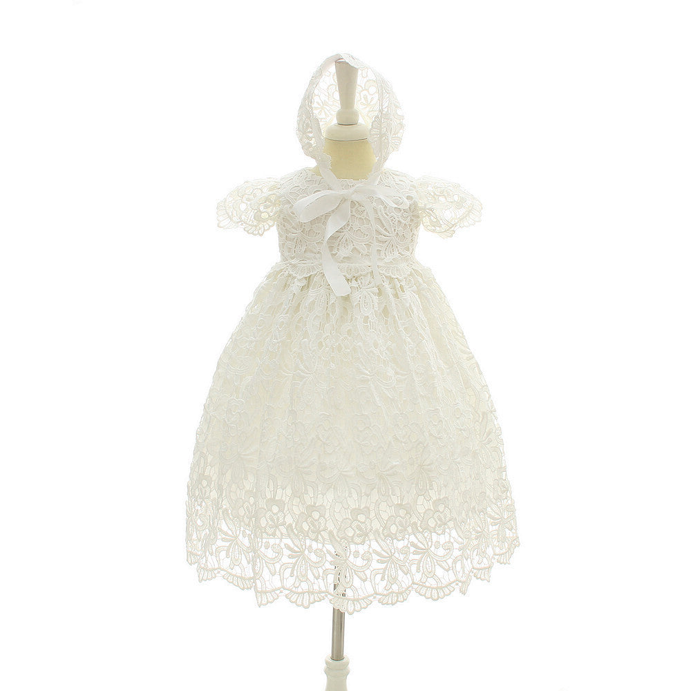Girls' Long Baptism Dress - White Christening Gown