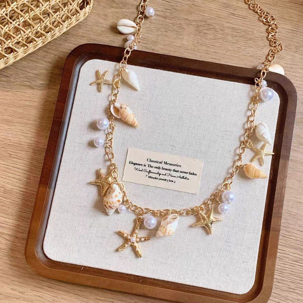 Starfish Shell Necklace Ocean-Inspired Collarbone Chain