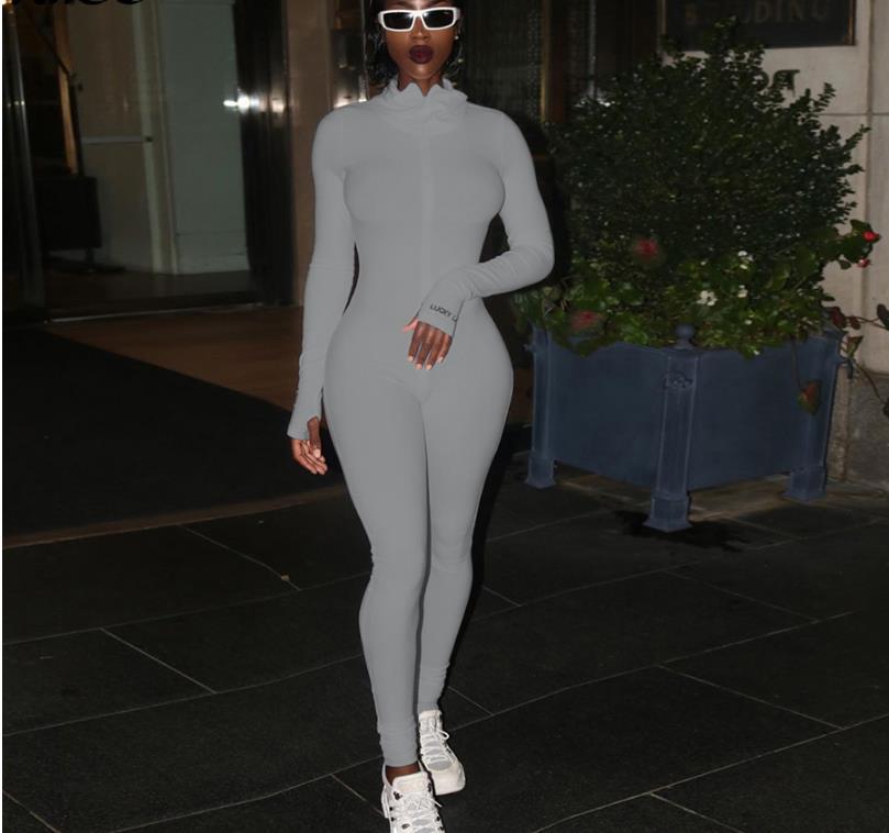 Women's Faux Leather Jumpsuit - Zip Front Bodycon