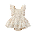 Girls' Lace Flutter Sleeve Romper Dress - Princess Style