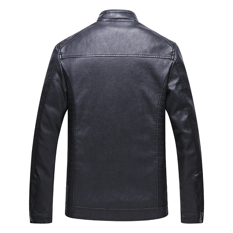 Men's Faux Leather Jacket - Fleece Lined Winter Coat