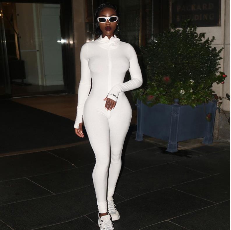 Women's Faux Leather Jumpsuit - Zip Front Bodycon