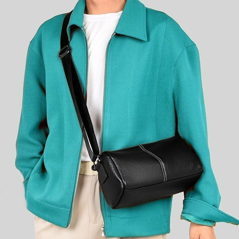 Men's Leather Crossbody Bag - Casual Shoulder Messenger