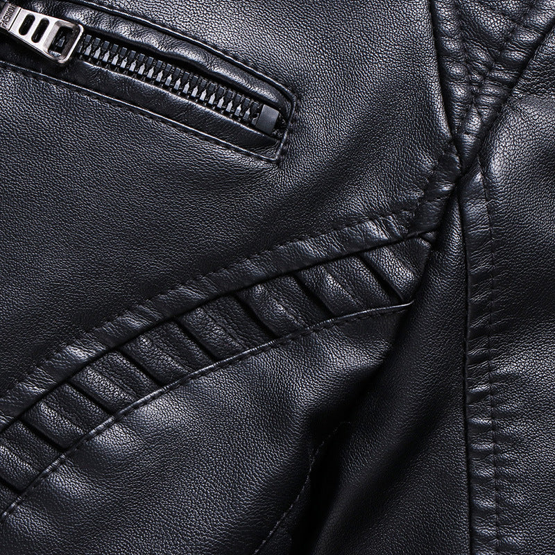 Men's Faux Leather Jacket - Fleece Lined Winter Coat